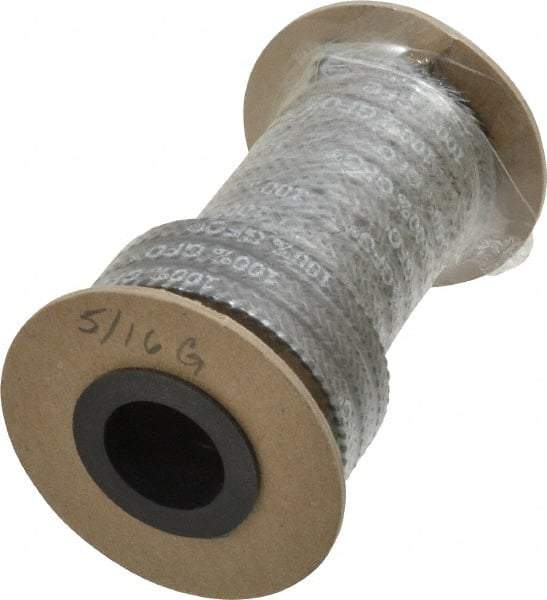 Made in USA - 5/16" x 7.1' Spool Length, 100% GFO Fiber Compression Packing - 1,900 Max psi, -400 to 550° F, Dark Gray - Industrial Tool & Supply