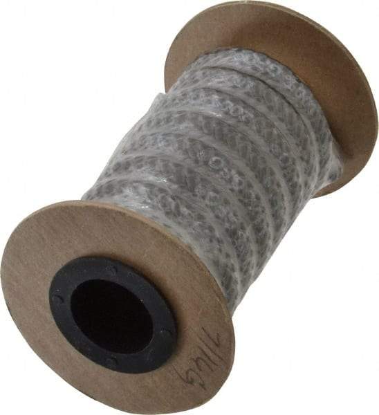 Made in USA - 7/16" x 3.9' Spool Length, 100% GFO Fiber Compression Packing - 1,900 Max psi, -400 to 550° F, Dark Gray - Industrial Tool & Supply