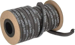 Made in USA - 1/4" x 19.7' Spool Length, 100% GFO Fiber Compression Packing - 1,900 Max psi, -400 to 550° F, Dark Gray - Industrial Tool & Supply