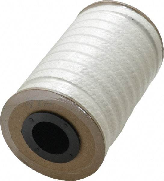 Made in USA - 3/8" x 8-1/2' Spool Length, PTFE/Hard Filament Compression Packing - 4,000 Max psi, -450 to 500° F, White - Industrial Tool & Supply