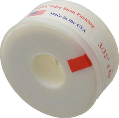 Made in USA - 3/32" x 50' Spool Length, PTFE Compression Packing - -450 to 550° F, White - Industrial Tool & Supply