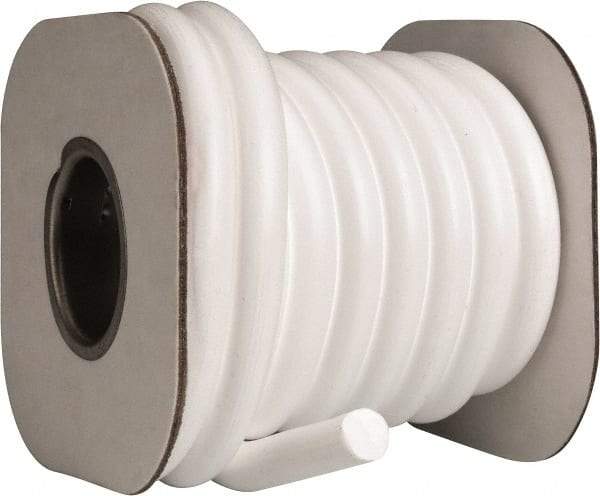 Made in USA - 1/2" x 12' Spool Length, PTFE Compression Packing - -450 to 550° F, White - Industrial Tool & Supply