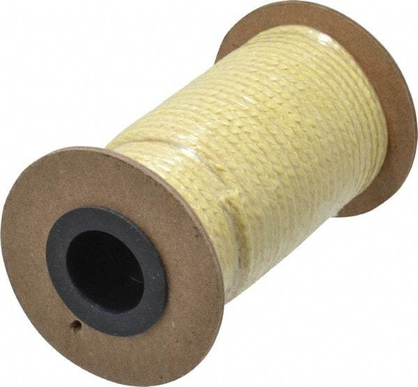 Made in USA - 1/8" x 40' Spool Length, PTFE/Aramid Composite Compression Packing - 2,500 Max psi, -50 to 550° F, Tan - Industrial Tool & Supply