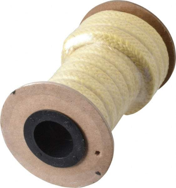 Made in USA - 3/8" x 11' Spool Length, PTFE/Aramid Composite Compression Packing - 2,500 Max psi, -50 to 550° F, Tan - Industrial Tool & Supply