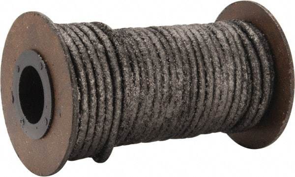 Made in USA - 1/8" x 43-1/2' Spool Length, Graphite Impregnated Aramid Compression Packing - 1,800 Max psi, -50 to 600° F, Gray - Industrial Tool & Supply