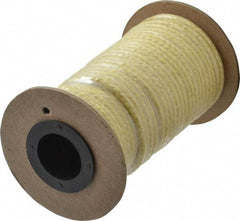 Made in USA - 1/8" x 40-1/2' Spool Length, TFE/Aramid Compression Packing - 5,000 Max psi, -100 to 500° F, Yellow - Industrial Tool & Supply