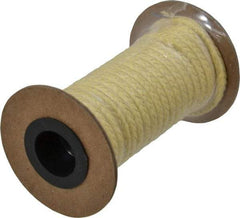 Made in USA - 3/16" x 22' Spool Length, TFE/Aramid Compression Packing - 5,000 Max psi, -100 to 500° F, Yellow - Industrial Tool & Supply