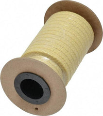 Made in USA - 1/4" x 12' Spool Length, TFE/Aramid Compression Packing - 5,000 Max psi, -100 to 500° F, Yellow - Industrial Tool & Supply