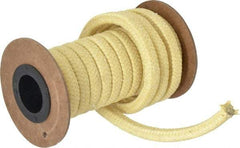 Made in USA - 5/16" x 8.2' Spool Length, TFE/Aramid Compression Packing - 5,000 Max psi, -100 to 500° F, Yellow - Industrial Tool & Supply
