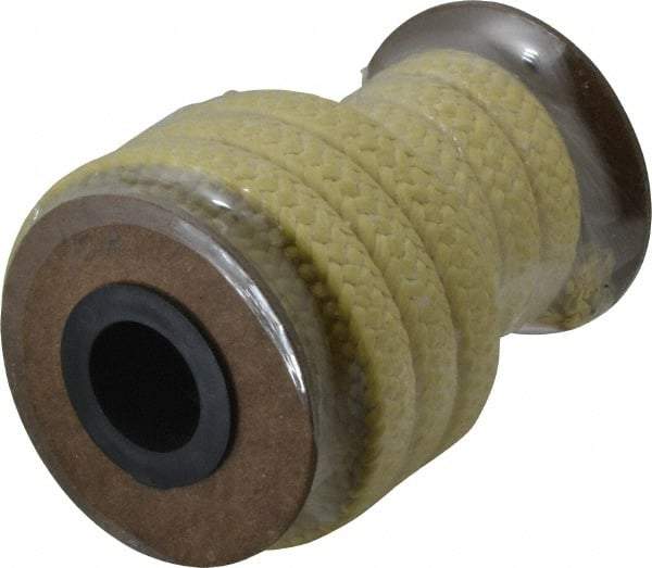 Made in USA - 1/2" x 6.2' Spool Length, TFE/Aramid Compression Packing - 5,000 Max psi, -100 to 500° F, Yellow - Industrial Tool & Supply
