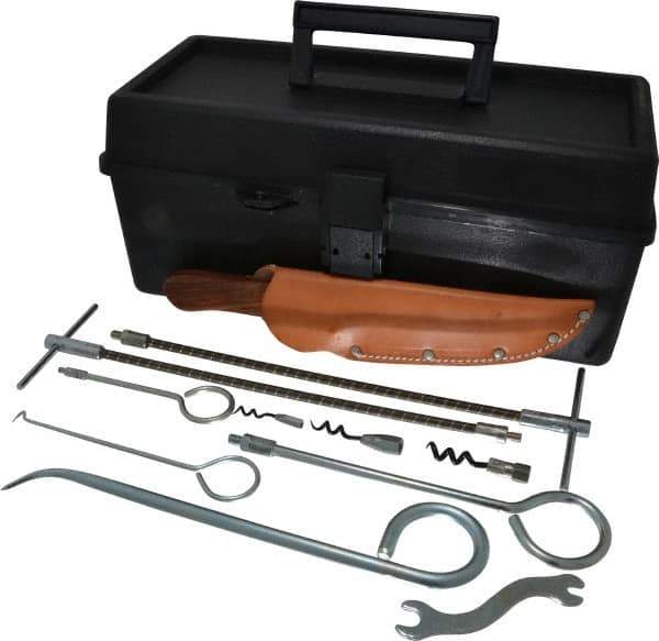 Made in USA - 48 Piece Interchangeable Tip Packing Tool Set - Contains (2) 7-1/2", (2) 11" & (2) 14-1/2" Flexible Shaft Extractors, (2) 6", (2) 10", & (2) 14" Rigid Shaft Extractors, & (3) 10" Rigid Shaft Picks - Industrial Tool & Supply