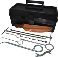 Made in USA - 48 Piece Interchangeable Tip Packing Tool Set - Contains (2) 7-1/2", (2) 11" & (2) 14-1/2" Flexible Shaft Extractors, (2) 6", (2) 10", & (2) 14" Rigid Shaft Extractors, & (3) 10" Rigid Shaft Picks - Industrial Tool & Supply