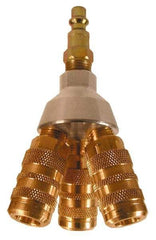 Coilhose Pneumatics - 1/4" Inlet, 1/4" Outlet Manifold - 3" Long x 3" Wide x 4-1/2" High, 1 Inlet Port, 3 Outlet Ports - Industrial Tool & Supply