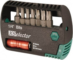 Wiha - 7 Piece, 1/4" Drive Screwdriver Tamperproof Bit Set - T8 to T30 Torx - Industrial Tool & Supply
