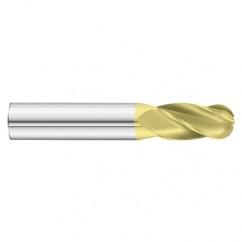 9/16 Dia. x 3-1/2 Overall Length 4-Flute Ball Nose Solid Carbide SE End Mill-Round Shank-Center Cut-TiN - Industrial Tool & Supply