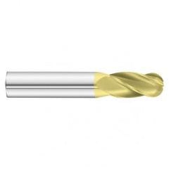 9/16 Dia. x 3-1/2 Overall Length 4-Flute Ball Nose Solid Carbide SE End Mill-Round Shank-Center Cut-TiN - Industrial Tool & Supply