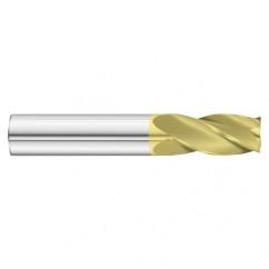 7/8 Dia. x 4 Overall Length 4-Flute Square End Solid Carbide SE End Mill-Round Shank-Center Cut-TiN - Industrial Tool & Supply