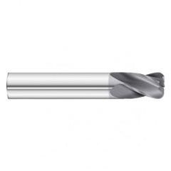 .0983 Dia. x 1-1/2 Overall Length 4-Flute .030 C/R Solid Carbide SE End Mill-Round Shank-Center Cut-TiAlN - Industrial Tool & Supply