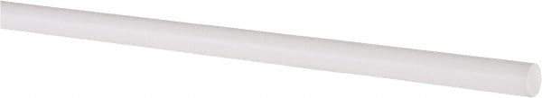 Made in USA - 4' Long, 1/4" Diam, PTFE (Virgin) Plastic Rod - White - Industrial Tool & Supply