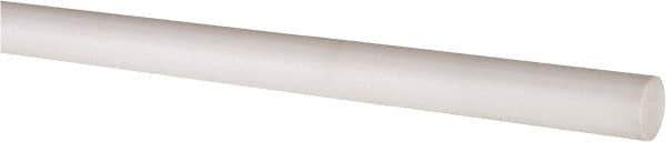 Made in USA - 6' Long, 3/8" Diam, PTFE (Virgin) Plastic Rod - White - Industrial Tool & Supply