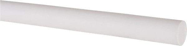Made in USA - 3' Long, 1/2" Diam, PTFE (Virgin) Plastic Rod - White - Industrial Tool & Supply