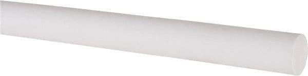 Made in USA - 5' Long, 1/2" Diam, PTFE (Virgin) Plastic Rod - White - Industrial Tool & Supply