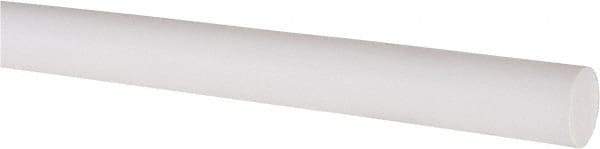 Made in USA - 6' Long, 1/2" Diam, PTFE (Virgin) Plastic Rod - White - Industrial Tool & Supply