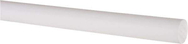 Made in USA - 3' Long, 5/8" Diam, PTFE (Virgin) Plastic Rod - White - Industrial Tool & Supply
