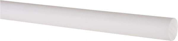 Made in USA - 4' Long, 5/8" Diam, PTFE (Virgin) Plastic Rod - White - Industrial Tool & Supply