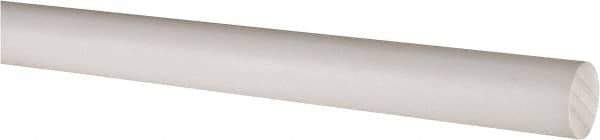 Made in USA - 6' Long, 5/8" Diam, PTFE (Virgin) Plastic Rod - White - Industrial Tool & Supply