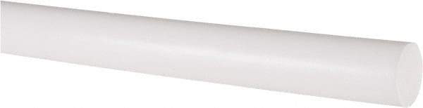 Made in USA - 5' Long, 3/4" Diam, PTFE (Virgin) Plastic Rod - White - Industrial Tool & Supply