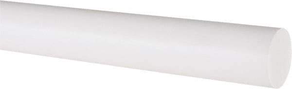 Made in USA - 1' Long, 1" Diam, PTFE (Virgin) Plastic Rod - White - Industrial Tool & Supply
