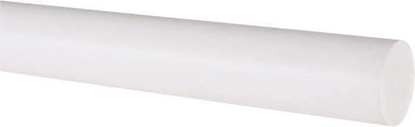 Made in USA - 2' Long, 1" Diam, PTFE (Virgin) Plastic Rod - White - Industrial Tool & Supply