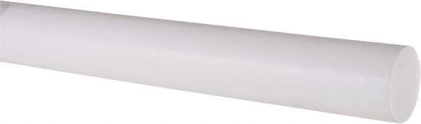 Made in USA - 1' Long, 1-1/4" Diam, PTFE (Virgin) Plastic Rod - White - Industrial Tool & Supply
