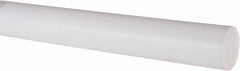 Made in USA - 2' Long, 1-1/4" Diam, PTFE (Virgin) Plastic Rod - White - Industrial Tool & Supply