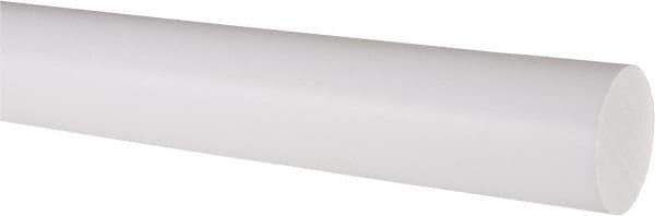 Made in USA - 1' Long, 1-1/2" Diam, PTFE (Virgin) Plastic Rod - White - Industrial Tool & Supply