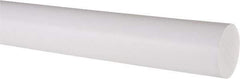 Made in USA - 2' Long, 1-1/2" Diam, PTFE (Virgin) Plastic Rod - White - Industrial Tool & Supply
