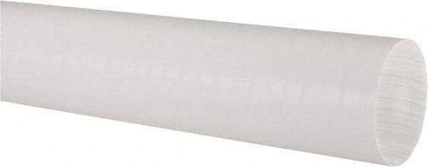 Made in USA - 2' Long, 2" Diam, PTFE (Virgin) Plastic Rod - White - Industrial Tool & Supply