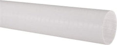 Made in USA - 2' Long, 2" Diam, PTFE (Virgin) Plastic Rod - White - Industrial Tool & Supply