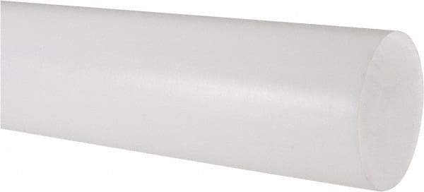 Made in USA - 1' Long, 2-1/2" Diam, PTFE (Virgin) Plastic Rod - White - Industrial Tool & Supply
