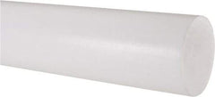 Made in USA - 1' Long, 2-1/2" Diam, PTFE (Virgin) Plastic Rod - White - Industrial Tool & Supply