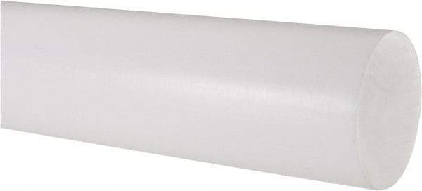 Made in USA - 2' Long, 2-1/2" Diam, PTFE (Virgin) Plastic Rod - White - Industrial Tool & Supply