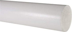 Made in USA - 3' Long, 2-1/2" Diam, PTFE (Virgin) Plastic Rod - White - Industrial Tool & Supply