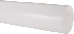 Made in USA - 4' Long, 2-1/2" Diam, PTFE (Virgin) Plastic Rod - White - Industrial Tool & Supply