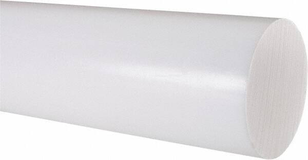 Made in USA - 1' Long, 3" Diam, PTFE (Virgin) Plastic Rod - White - Industrial Tool & Supply