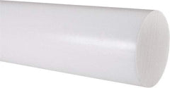 Made in USA - 3' Long, 3" Diam, PTFE (Virgin) Plastic Rod - White - Industrial Tool & Supply