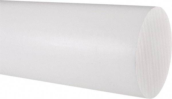 Made in USA - 1' Long, 3-1/2" Diam, PTFE (Virgin) Plastic Rod - White - Industrial Tool & Supply
