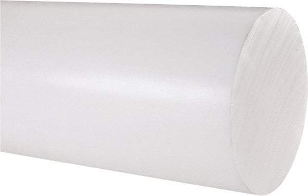Made in USA - 1' Long, 4" Diam, PTFE (Virgin) Plastic Rod - White - Industrial Tool & Supply
