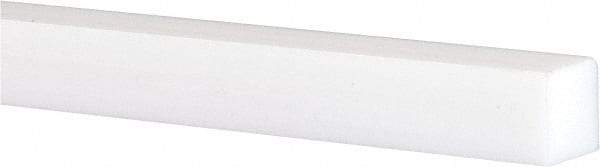 Made in USA - 5 Ft. Long x 1 Inch Wide x 1 Inch High, Virgin PTFE, Square Plastic Bar - White, +0.030 - 0.000 Tolerance - Industrial Tool & Supply