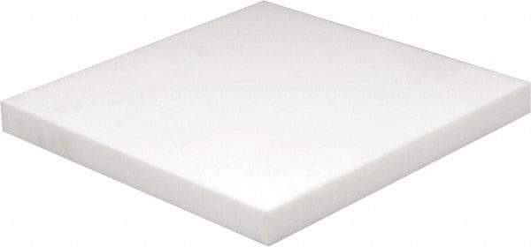 Made in USA - 1" Thick x 12" Wide x 1' Long, PTFE (Virgin) Sheet - White, +0.087/-0.043 Tolerance - Industrial Tool & Supply